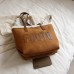 Women's Shoulder Bag Suede Daily Large Capacity Foldable Anti-Dust Color Block Letter Brown Beige