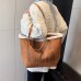 Women's Shoulder Bag Suede Daily Large Capacity Foldable Anti-Dust Color Block Letter Brown Beige