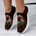 Women's Sneakers Slip-Ons Print Shoes Plus Size Flyknit Shoes Outdoor Valentine's Day Daily Rose Flat Heel Fashion Casual Tissage Volant Dark Red