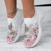 Women's Sneakers Slip-Ons Plus Size Flyknit Shoes Outdoor Daily Floral Cat Summer Winter Flat Heel Round Toe Closed Toe Fashion Casual Tissage Volant Loafer Pink