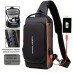 Men's Crossbody Bag Chest Bag Nylon Outdoor Daily Zipper Large Capacity Waterproof Breathable Solid Color Black & Gold Black Grey