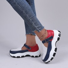 Women's Sneakers Plus Size Outdoor Athletic Color Block Summer Cut Out Flat Heel Round Toe Sporty Casual Running Faux Leather Buckle Black White Blue