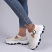 Women's Sneakers Plus Size Outdoor Athletic Color Block Summer Cut Out Flat Heel Round Toe Sporty Casual Running Faux Leather Buckle Black White Blue