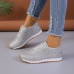 Women's Sneakers Bling Bling Shoes Plus Size Platform Sneakers Outdoor Daily Summer Sparkling Glitter Flat Heel Round Toe Fashion Sporty Casual Walking PU Lace-up Silver Black Gold