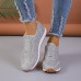 Women's Sneakers Bling Bling Shoes Plus Size Platform Sneakers Outdoor Daily Summer Sparkling Glitter Flat Heel Round Toe Fashion Sporty Casual Walking PU Lace-up Silver Black Gold