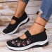 Women's Slip-Ons Comfort Shoes Outdoor Daily Embroidered Summer Flat Heel Round Toe Elegant Vintage Casual Walking Satin Loafer Black Red Purple