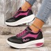 Women's Sneakers Platform Sneakers Outdoor Daily Color Block Platform Wedge Heel Round Toe Sporty Casual Comfort Running Walking Faux Leather Mesh Lace-up Gray Pink Purple mesh Blue mesh