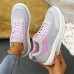 Women's Sneakers Platform Sneakers Outdoor Daily Color Block Platform Wedge Heel Round Toe Sporty Casual Comfort Running Walking Faux Leather Mesh Lace-up Gray Pink Purple mesh Blue mesh