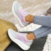 Women's Sneakers Platform Sneakers Outdoor Daily Color Block Platform Wedge Heel Round Toe Sporty Casual Comfort Running Walking Faux Leather Mesh Lace-up Gray Pink Purple mesh Blue mesh