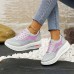 Women's Sneakers Platform Sneakers Outdoor Daily Color Block Platform Wedge Heel Round Toe Sporty Casual Comfort Running Walking Faux Leather Mesh Lace-up Gray Pink Purple mesh Blue mesh