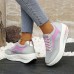 Women's Sneakers Platform Sneakers Outdoor Daily Color Block Platform Wedge Heel Round Toe Sporty Casual Comfort Running Walking Faux Leather Mesh Lace-up Gray Pink Purple mesh Blue mesh