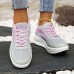 Women's Sneakers Platform Sneakers Outdoor Daily Color Block Platform Wedge Heel Round Toe Sporty Casual Comfort Running Walking Faux Leather Mesh Lace-up Gray Pink Purple mesh Blue mesh