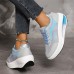 Women's Sneakers Platform Sneakers Outdoor Daily Color Block Platform Wedge Heel Round Toe Sporty Casual Comfort Running Walking Faux Leather Mesh Lace-up Gray Pink Purple mesh Blue mesh