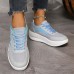 Women's Sneakers Platform Sneakers Outdoor Daily Color Block Platform Wedge Heel Round Toe Sporty Casual Comfort Running Walking Faux Leather Mesh Lace-up Gray Pink Purple mesh Blue mesh