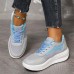 Women's Sneakers Platform Sneakers Outdoor Daily Color Block Platform Wedge Heel Round Toe Sporty Casual Comfort Running Walking Faux Leather Mesh Lace-up Gray Pink Purple mesh Blue mesh