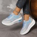 Women's Sneakers Platform Sneakers Outdoor Daily Color Block Platform Wedge Heel Round Toe Sporty Casual Comfort Running Walking Faux Leather Mesh Lace-up Gray Pink Purple mesh Blue mesh