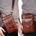 Men's Crossbody Bag Shoulder Bag Tobacco Pouch Mobile Phone Bag Belt Bag Leather Outdoor Daily Holiday Zipper Large Capacity Durable Multi Carry Solid Color dark brown Red-brown Black