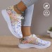 Women's Sneakers Print Shoes Plus Size Flyknit Shoes Outdoor Daily Floral Cut-out Flat Heel Sporty Casual Comfort Running Walking Tissage Volant Colorful