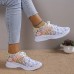 Women's Sneakers Print Shoes Plus Size Flyknit Shoes Outdoor Daily Floral Cut-out Flat Heel Sporty Casual Comfort Running Walking Tissage Volant Colorful