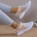 Women's Sneakers Print Shoes Plus Size Flyknit Shoes Outdoor Daily Floral Cut-out Flat Heel Sporty Casual Comfort Running Walking Tissage Volant Colorful