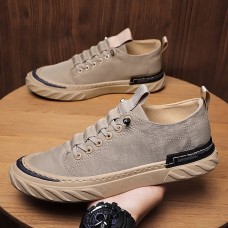 Men's Sneakers Comfort Shoes Casual Outdoor Daily Canvas Elastic Band Black Khaki Gray Spring Fall