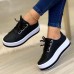 Women's Sneakers Plus Size Platform Sneakers White Shoes Daily Solid Color Summer Spring Fall Platform Flat Heel Round Toe Sporty Casual Walking PU Lace-up Silver Dark Red Black