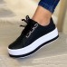 Women's Sneakers Plus Size Platform Sneakers White Shoes Daily Solid Color Summer Spring Fall Platform Flat Heel Round Toe Sporty Casual Walking PU Lace-up Silver Dark Red Black