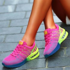 Women's Sneakers Plus Size Flyknit Shoes Comfort Shoes Outdoor Daily Color Block Flat Heel Round Toe Fashion Casual Running Tissage Volant Lace-up Black White Blue