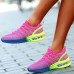 Women's Sneakers Plus Size Flyknit Shoes Comfort Shoes Outdoor Daily Color Block Flat Heel Round Toe Fashion Casual Running Tissage Volant Lace-up Black White Blue