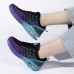 Women's Sneakers Plus Size Flyknit Shoes Comfort Shoes Outdoor Daily Color Block Flat Heel Round Toe Fashion Casual Running Tissage Volant Lace-up Black White Blue