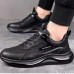 Men's Sneakers Running Walking Casual Athletic PU Shock Absorbing Lace-up Black Summer Spring