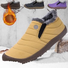 Men's Women Boots Loafers & Slip-Ons Snow Boots Winter Shoes Fleece lined Walking Vintage Casual Outdoor Daily Leather Warm Height Increasing Comfortable Lace-up Black Yellow Blue Fall Winter