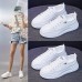 Women's Sneakers White Shoes Canvas Shoes Platform Sneakers White Shoes Daily Beach Walking Solid Color Summer Lace-up Flat Heel Round Toe Sporty Casual Walking Faux Leather Lace-up Black White