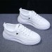 Women's Sneakers White Shoes Canvas Shoes Platform Sneakers White Shoes Daily Beach Walking Solid Color Summer Lace-up Flat Heel Round Toe Sporty Casual Walking Faux Leather Lace-up Black White