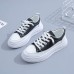 Women's Sneakers White Shoes Canvas Shoes Platform Sneakers White Shoes Daily Beach Walking Solid Color Summer Lace-up Flat Heel Round Toe Sporty Casual Walking Faux Leather Lace-up Black White