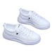 Women's Sneakers White Shoes Canvas Shoes Platform Sneakers White Shoes Daily Beach Walking Solid Color Summer Lace-up Flat Heel Round Toe Sporty Casual Walking Faux Leather Lace-up Black White