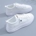 Women's Sneakers White Shoes Canvas Shoes Platform Sneakers White Shoes Daily Beach Walking Solid Color Summer Lace-up Flat Heel Round Toe Sporty Casual Walking Faux Leather Lace-up Black White