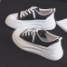 Women's Sneakers White Shoes Canvas Shoes Platform Sneakers White Shoes Daily Beach Walking Solid Color Summer Lace-up Flat Heel Round Toe Sporty Casual Walking Faux Leather Lace-up Black White