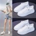 Women's Sneakers White Shoes Canvas Shoes Platform Sneakers White Shoes Daily Beach Walking Solid Color Summer Lace-up Flat Heel Round Toe Sporty Casual Walking Faux Leather Lace-up Black White