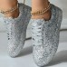 Women's Sneakers Bling Bling Shoes Glitter Crystal Sequined Jeweled Plus Size Outdoor Daily Solid Color Glow in the Dark Rhinestone Sequin Flat Heel Round Toe Casual Comfort Minimalism Walking Satin