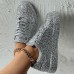 Women's Sneakers Bling Bling Shoes Glitter Crystal Sequined Jeweled Plus Size Outdoor Daily Solid Color Glow in the Dark Rhinestone Sequin Flat Heel Round Toe Casual Comfort Minimalism Walking Satin