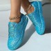 Women's Sneakers Bling Bling Shoes Glitter Crystal Sequined Jeweled Plus Size Outdoor Daily Solid Color Glow in the Dark Rhinestone Sequin Flat Heel Round Toe Casual Comfort Minimalism Walking Satin