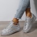 Women's Sneakers Bling Bling Shoes Glitter Crystal Sequined Jeweled Plus Size Outdoor Daily Solid Color Glow in the Dark Rhinestone Sequin Flat Heel Round Toe Casual Comfort Minimalism Walking Satin