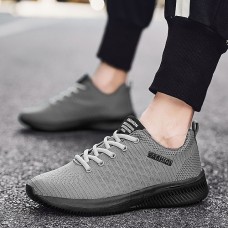 Men's Sneakers Sporty Look Flyknit Shoes Comfort Shoes Casual Outdoor Daily Tissage Volant Breathable Lace-up Cream-coloured Red Grey Summer Spring