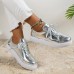 Women's Sneakers Bling Bling Shoes Plus Size Platform Sneakers Outdoor Daily Summer Winter Platform Round Toe Fashion Sporty Casual Walking Glitter PU Lace-up Silver Gold