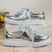 Women's Sneakers Bling Bling Shoes Plus Size Platform Sneakers Outdoor Daily Summer Winter Platform Round Toe Fashion Sporty Casual Walking Glitter PU Lace-up Silver Gold