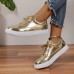 Women's Sneakers Bling Bling Shoes Plus Size Platform Sneakers Outdoor Daily Summer Winter Platform Round Toe Fashion Sporty Casual Walking Glitter PU Lace-up Silver Gold