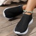 Women's Trainers Athletic Shoes Sneakers Plus Size Flyknit Shoes White Shoes Daily Solid Colored Flat Heel Round Toe Casual Minimalism Walking Tissage Volant Loafer Black White Pink