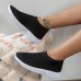 Women's Trainers Athletic Shoes Sneakers Plus Size Flyknit Shoes White Shoes Daily Solid Colored Flat Heel Round Toe Casual Minimalism Walking Tissage Volant Loafer Black White Pink