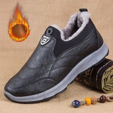 Men's Sneakers Loafers & Slip-Ons Fur Lined Winter Shoes Comfort Shoes Fleece lined Cycling Shoes Casual Outdoor Daily Cloth Warm Breathable Comfortable Loafer Grey water proof Black water proof